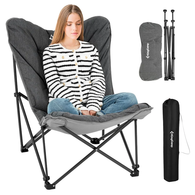 KingCamp LEMON C10 Oversized Butterfly Camping Chair | High-Back Padded Folding Chair for Adults