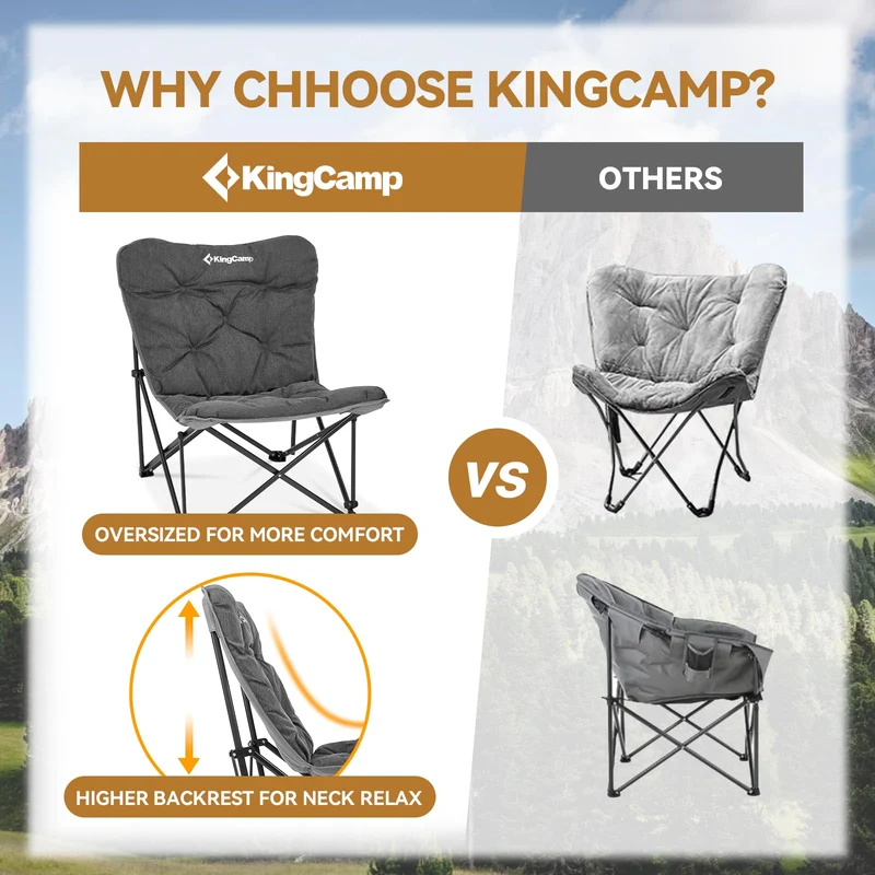 KingCamp LEMON C10 Oversized Butterfly Camping Chair | High-Back Padded Folding Chair for Adults