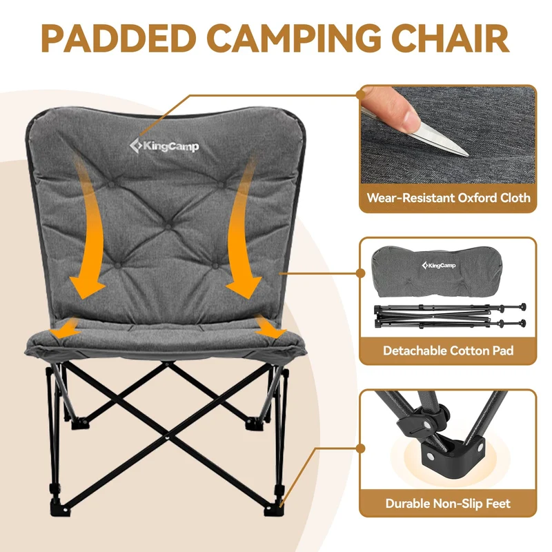 KingCamp LEMON C10 Oversized Butterfly Camping Chair | High-Back Padded Folding Chair for Adults