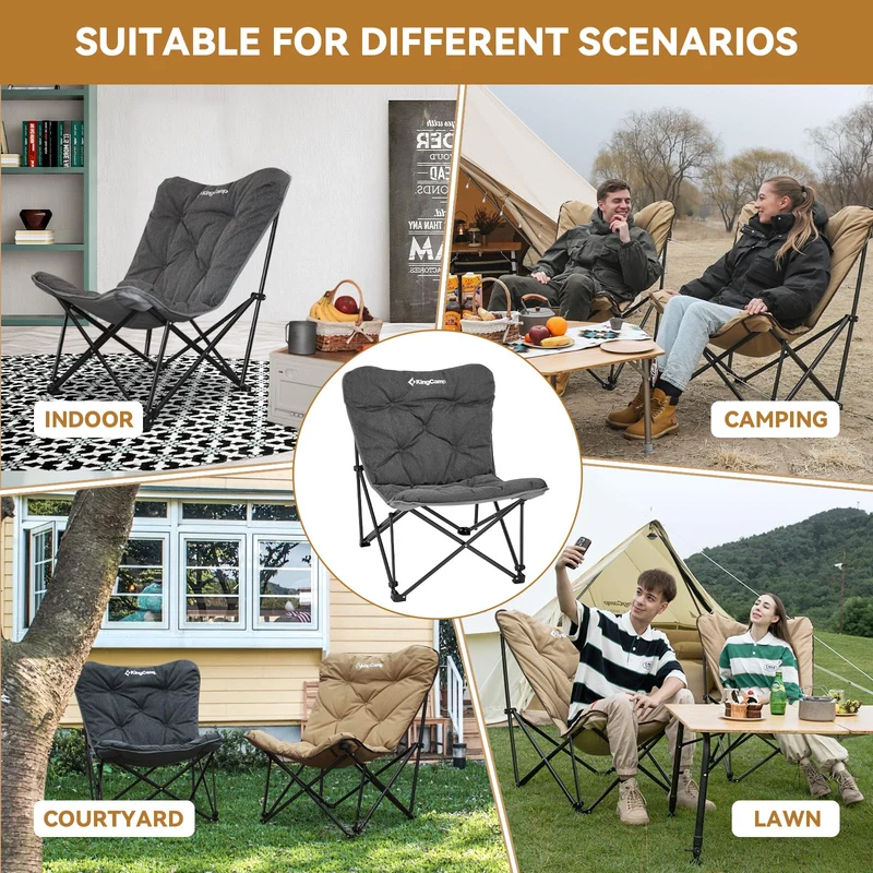 KingCamp LEMON C10 Oversized Butterfly Camping Chair | High-Back Padded Folding Chair for Adults
