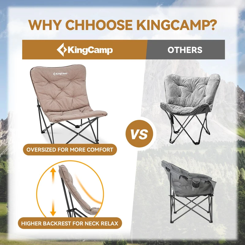 KingCamp LEMON C10 Oversized Butterfly Camping Chair | High-Back Padded Folding Chair for Adults