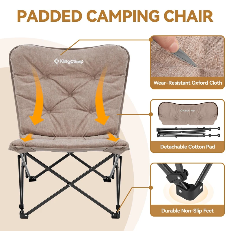 KingCamp LEMON C10 Oversized Butterfly Camping Chair | High-Back Padded Folding Chair for Adults