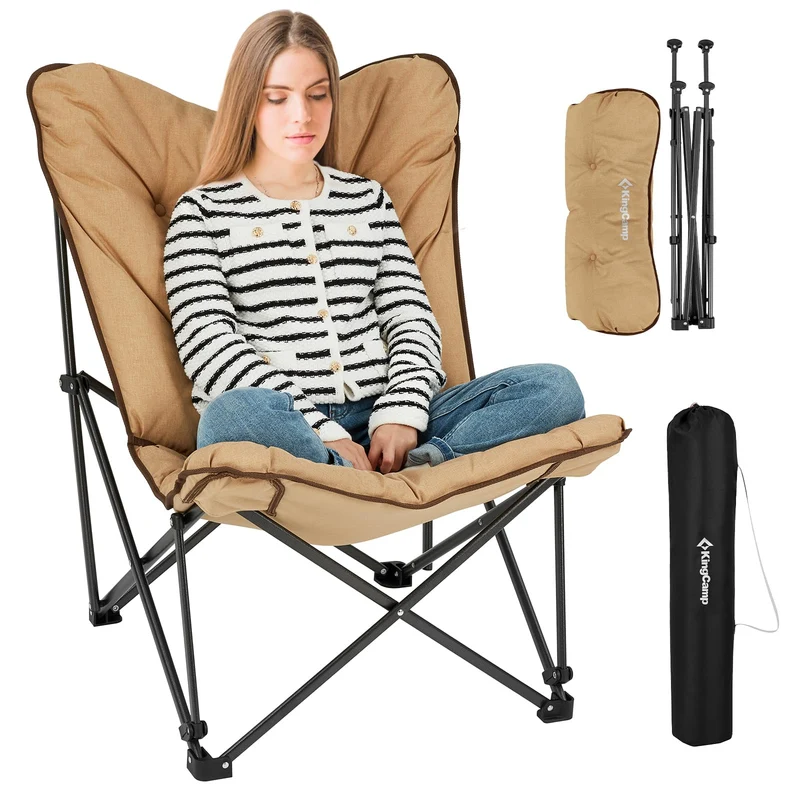 KingCamp LEMON C10 Oversized Butterfly Camping Chair | High-Back Padded Folding Chair for Adults