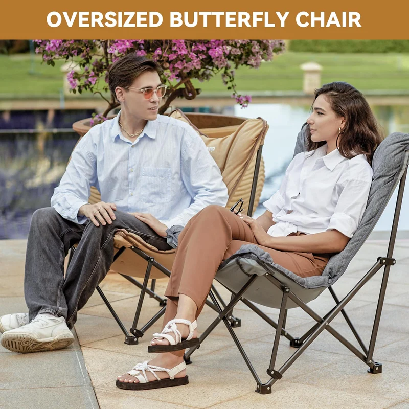 KingCamp LEMON C10 Oversized Butterfly Camping Chair | High-Back Padded Folding Chair for Adults