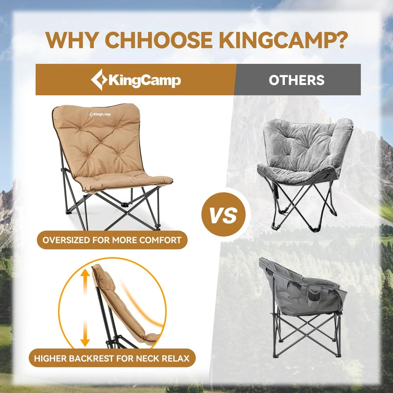 KingCamp LEMON C10 Oversized Butterfly Camping Chair | High-Back Padded Folding Chair for Adults