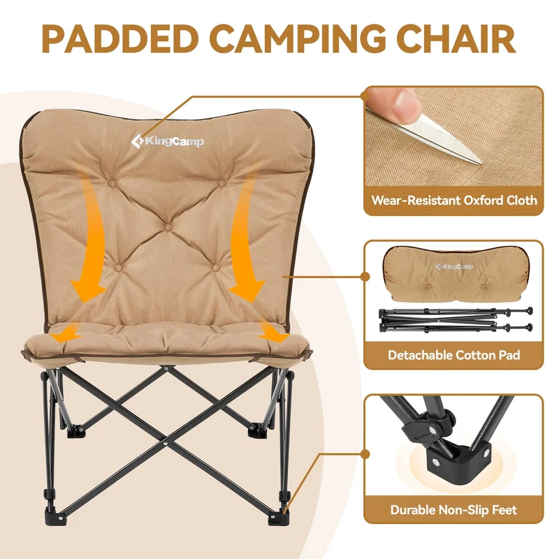 KingCamp LEMON C10 Oversized Butterfly Camping Chair | High-Back Padded Folding Chair for Adults