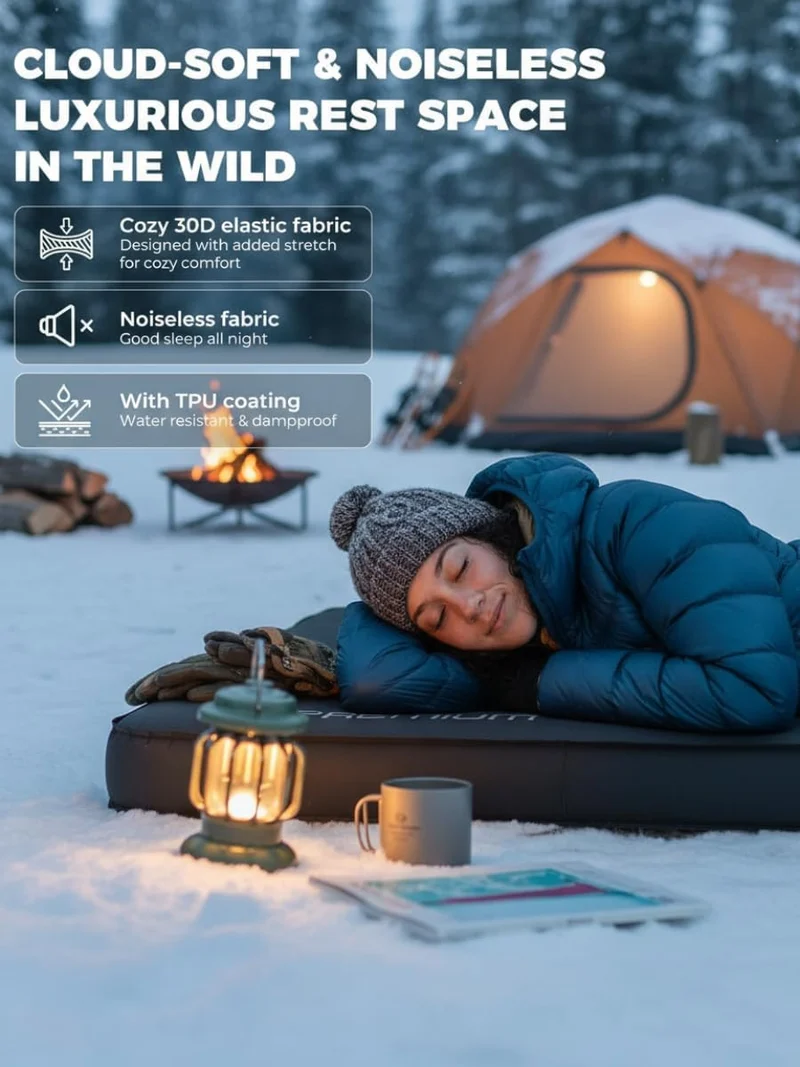 KingCamp PREMIUM SINGLE Self-Inflating Sleeping Pad | R-Value 7.5, 3" Thick for 4-Season Camping