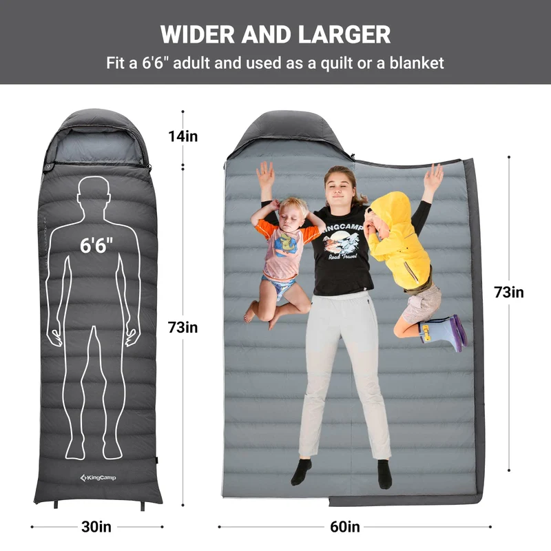 KingCamp Lightweight Down Sleeping Bag-Envelope With Hood