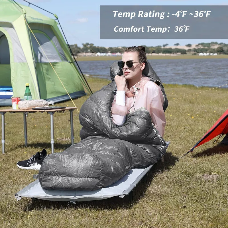 KingCamp Lightweight Down Sleeping Bag-Envelope With Hood