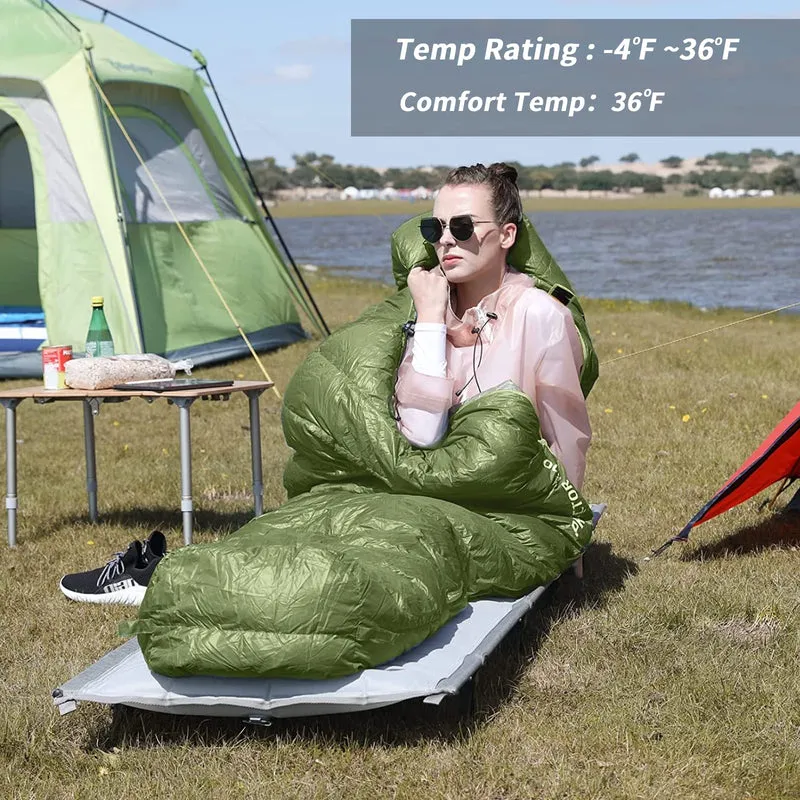 KingCamp Lightweight Down Sleeping Bag-Envelope With Hood