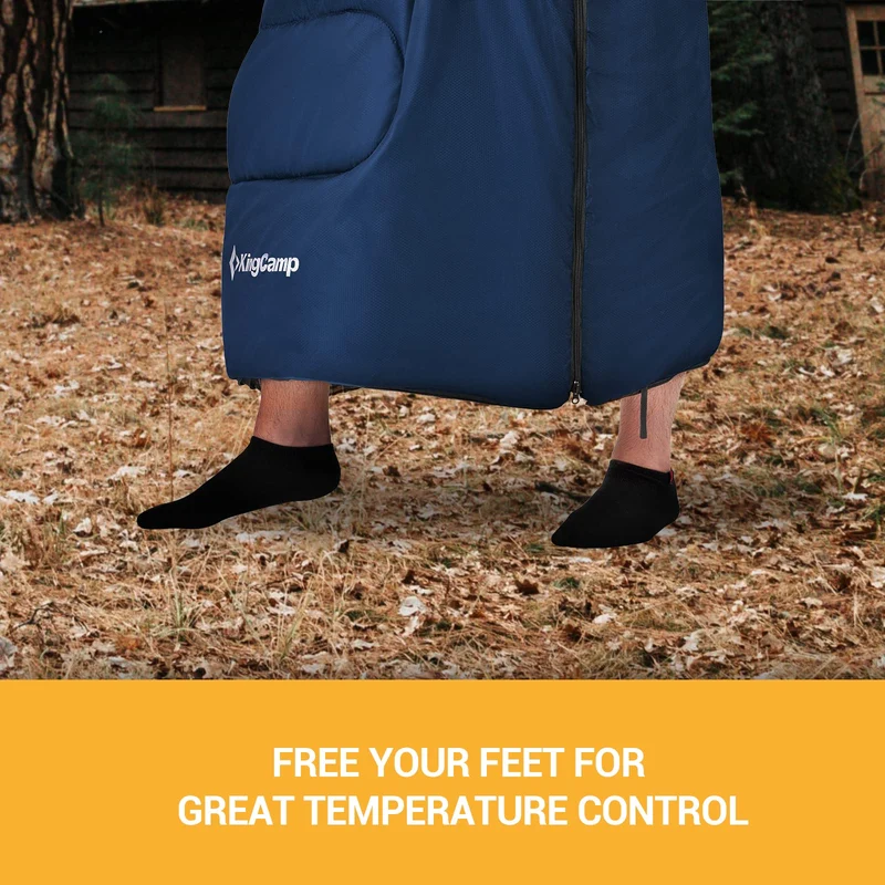 KingCamp CLOUDY 400 Sleeping Bag-Envelope With Hood - 4-Season, Wide, Waterproof, Converts to Double