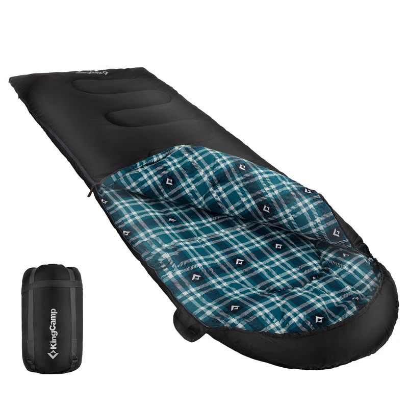 KingCamp CLOUDY 400 Sleeping Bag-Envelope With Hood - 4-Season, Wide, Waterproof, Converts to Double