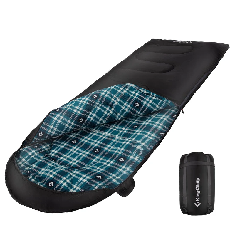 KingCamp CLOUDY 400 Sleeping Bag-Envelope With Hood - 4-Season, Wide, Waterproof, Converts to Double