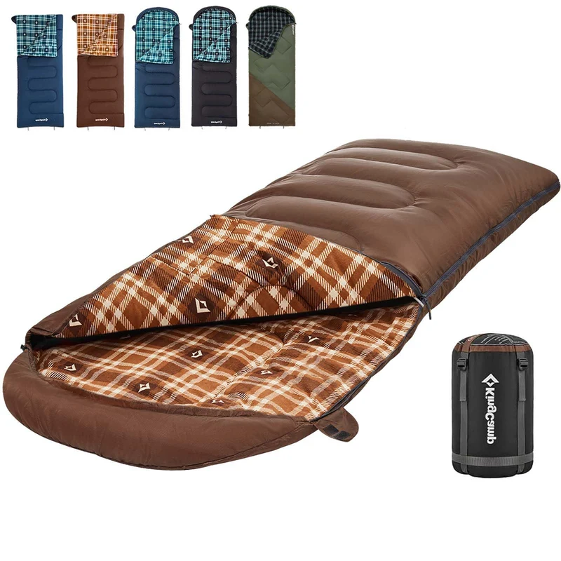 KingCamp CLOUDY 400 Sleeping Bag-Envelope With Hood - 4-Season, Wide, Waterproof, Converts to Double