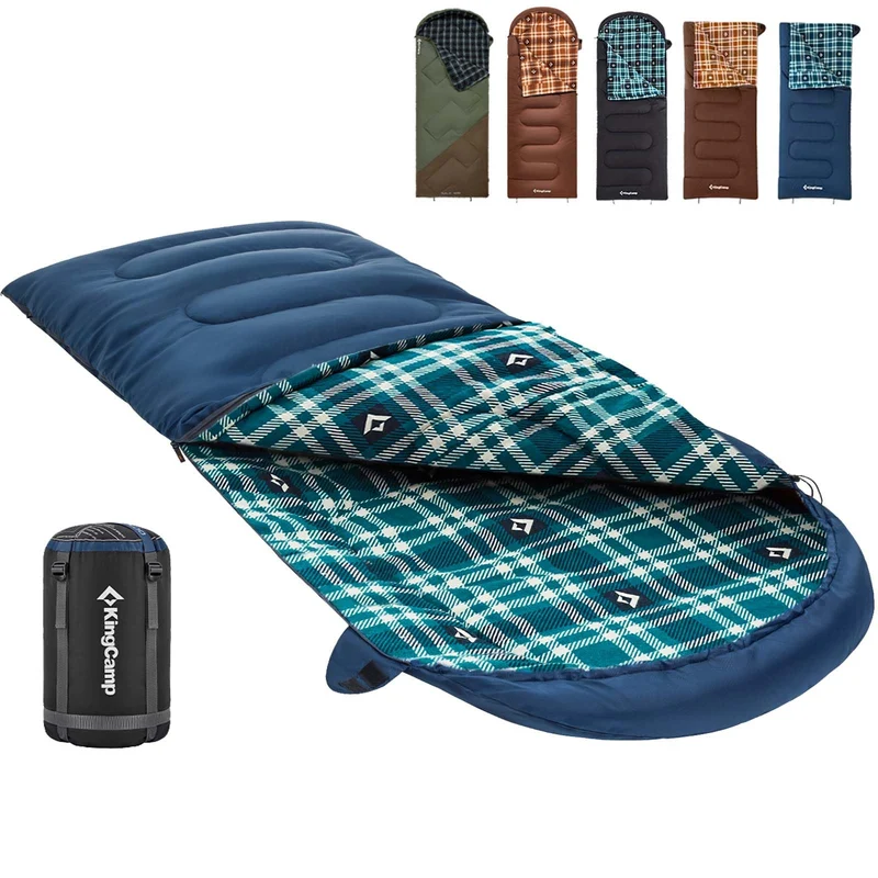 KingCamp CLOUDY 400 Sleeping Bag-Envelope With Hood - 4-Season, Wide, Waterproof, Converts to Double