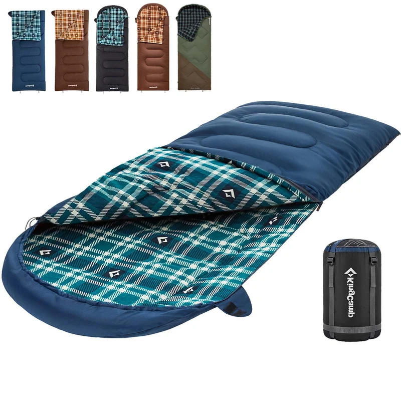 KingCamp CLOUDY 400 Sleeping Bag-Envelope With Hood - 4-Season, Wide, Waterproof, Converts to Double