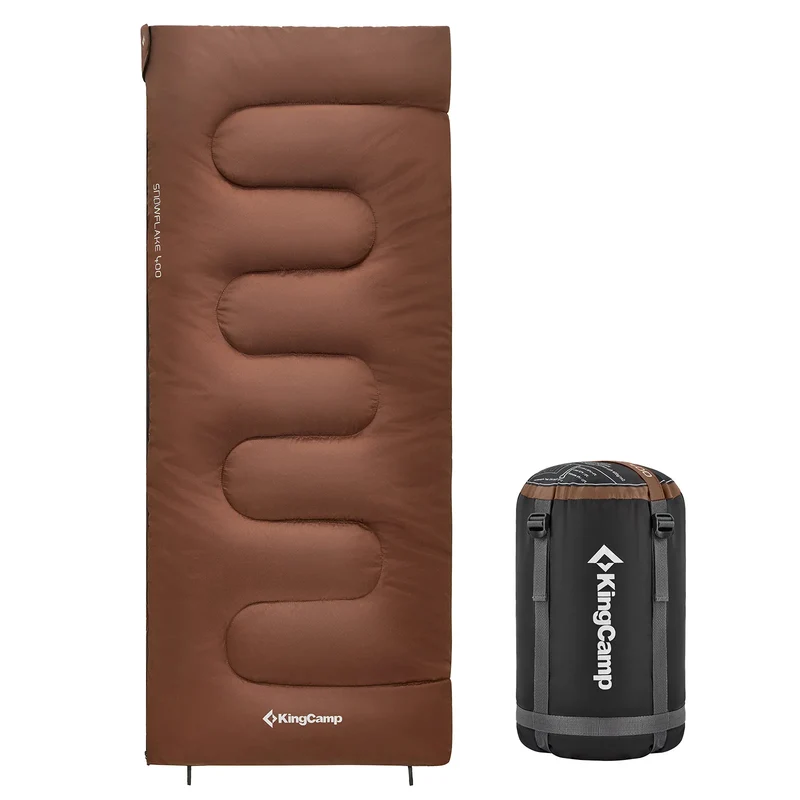KingCamp SNOWFLAKE 400 Sleeping Bag – Wide, Convertible to Double, Flannel Lined