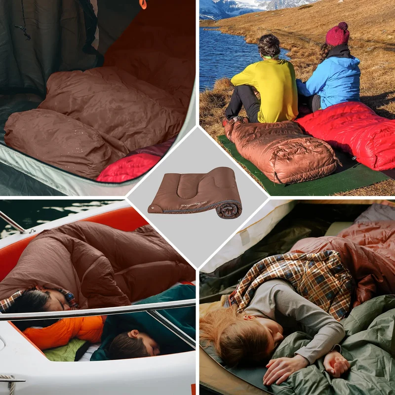 KingCamp SNOWFLAKE 400 Sleeping Bag – Wide, Convertible to Double, Flannel Lined