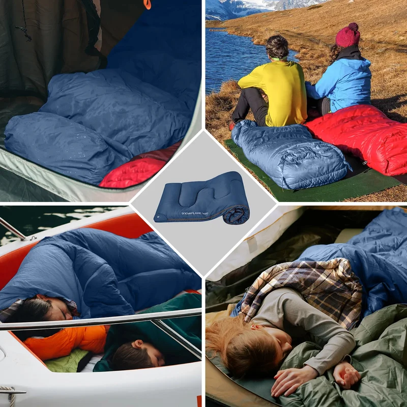 KingCamp SNOWFLAKE 400 Sleeping Bag – Wide, Convertible to Double, Flannel Lined