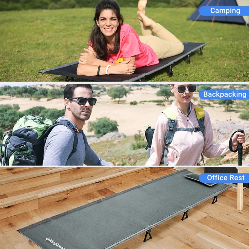 KingCamp Ultralight Folding Camping Cot | 4.9 lbs Lightweight Portable Cot with 7075 Aluminum Frame, 265lb Capacity