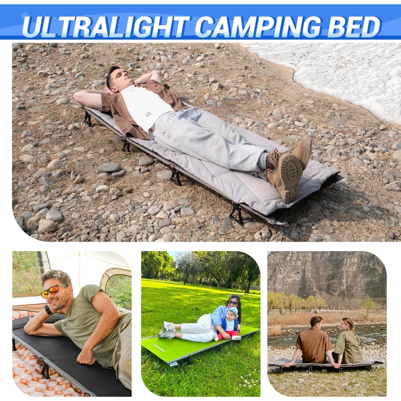 KingCamp Ultralight Folding Camping Cot | 4.9 lbs Lightweight Portable Cot with 7075 Aluminum Frame, 265lb Capacity