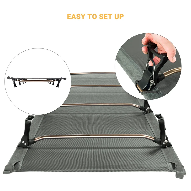 KingCamp Ultralight Folding Camping Cot | 4.9 lbs Lightweight Portable Cot with 7075 Aluminum Frame, 265lb Capacity