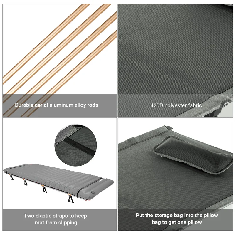 KingCamp Ultralight Folding Camping Cot | 4.9 lbs Lightweight Portable Cot with 7075 Aluminum Frame, 265lb Capacity