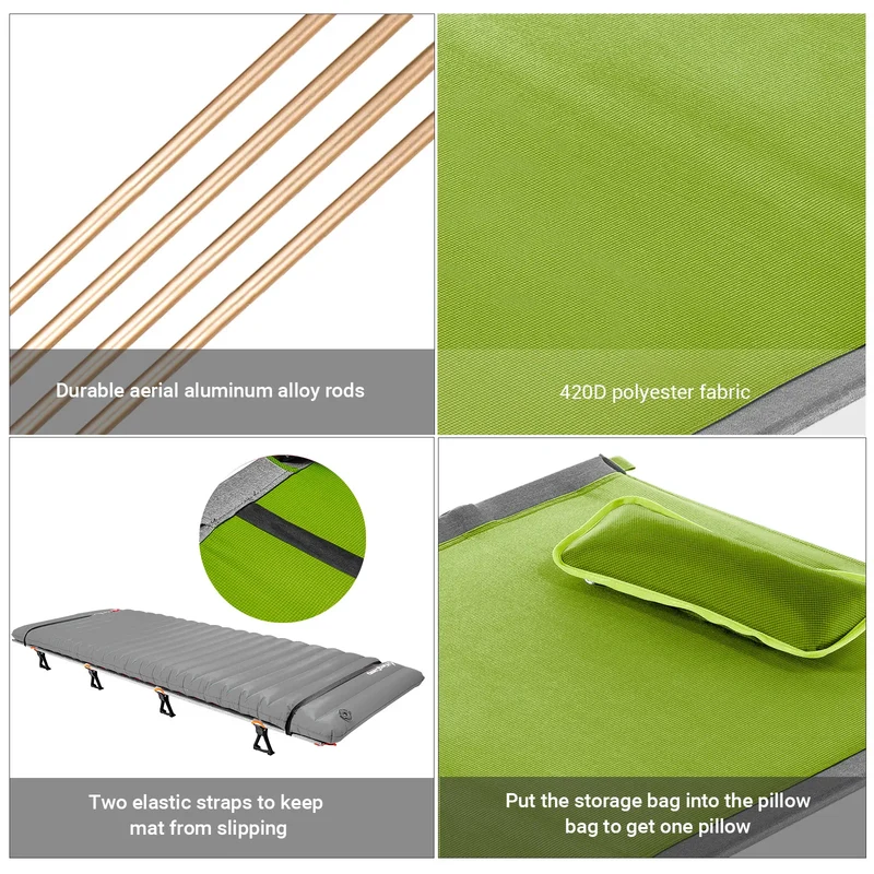 KingCamp Ultralight Folding Camping Cot | 4.9 lbs Lightweight Portable Cot with 7075 Aluminum Frame, 265lb Capacity