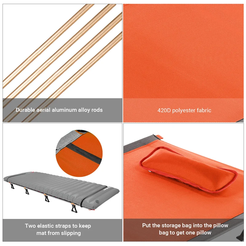 KingCamp Ultralight Folding Camping Cot | 4.9 lbs Lightweight Portable Cot with 7075 Aluminum Frame, 265lb Capacity