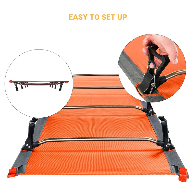 KingCamp Ultralight Folding Camping Cot | 4.9 lbs Lightweight Portable Cot with 7075 Aluminum Frame, 265lb Capacity