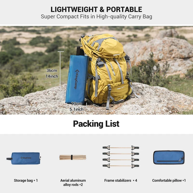 KingCamp Ultralight Folding Camping Cot | 4.9 lbs Lightweight Portable Cot with 7075 Aluminum Frame, 265lb Capacity