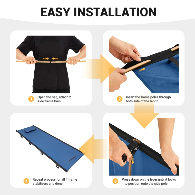 KingCamp Ultralight Folding Camping Cot | 4.9 lbs Lightweight Portable Cot with 7075 Aluminum Frame, 265lb Capacity