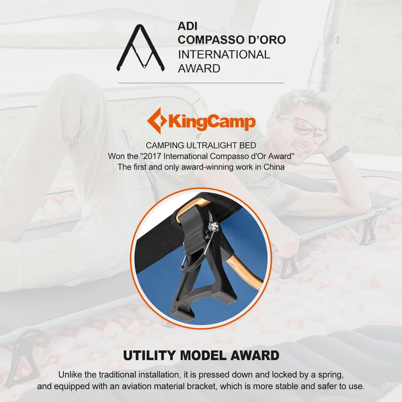 KingCamp Ultralight Folding Camping Cot | 4.9 lbs Lightweight Portable Cot with 7075 Aluminum Frame, 265lb Capacity