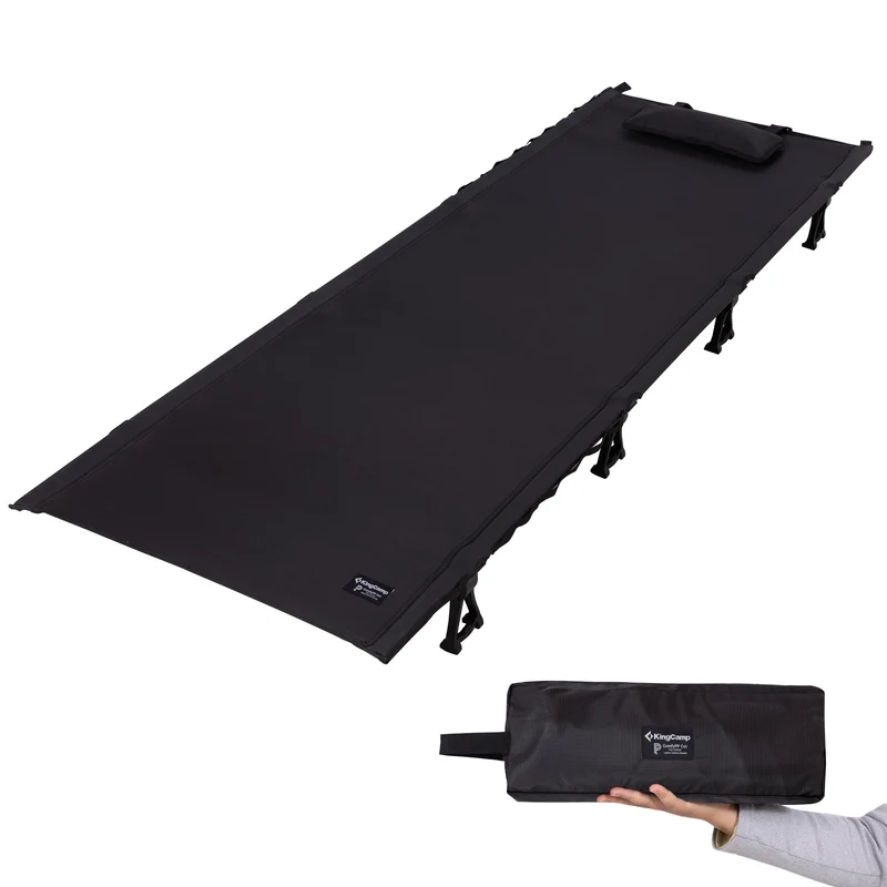 KingCamp Ultralight Folding Camping Cot | 4.9 lbs Lightweight Portable Cot with 7075 Aluminum Frame, 265lb Capacity