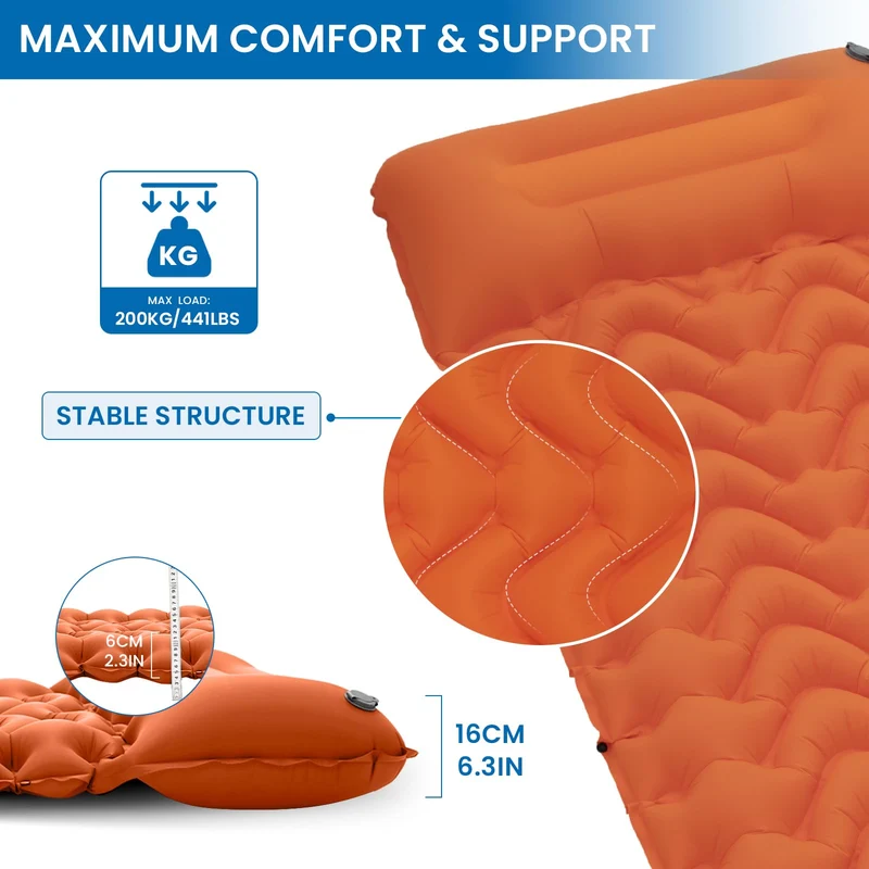 KingCamp DELUXE 10 Single Air Pad | Connectable Inflatable Camping Mattress