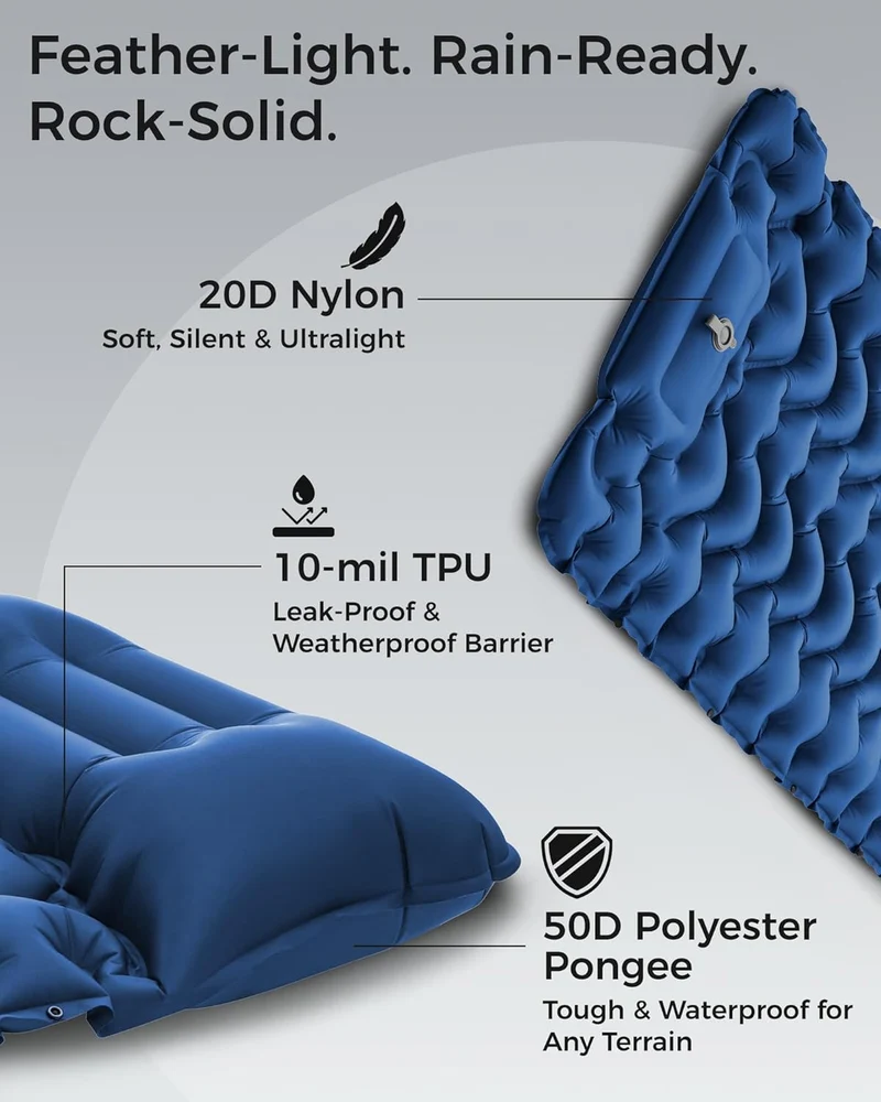 KingCamp DELUXE 10 Single Air Pad | Connectable Inflatable Camping Mattress
