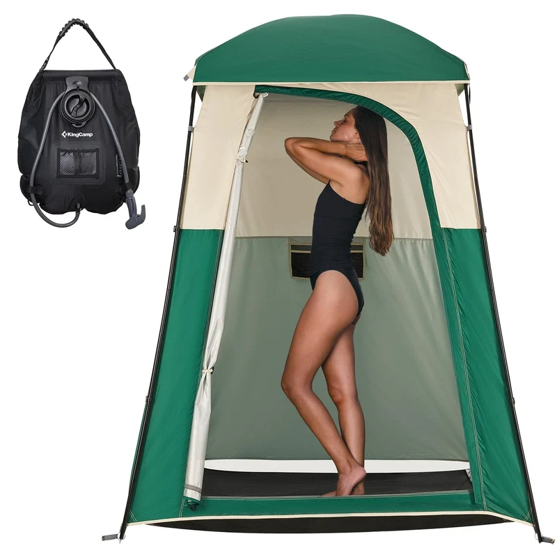 KingCamp MARASUSA Single Privacy Shelter with 20L Solar Shower Bag | Camping Shower Tent, UPF50+ Sun Protection, Portable Outdoor Shower Kit