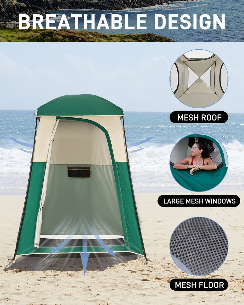 KingCamp MARASUSA Single Privacy Shelter with 20L Solar Shower Bag | Camping Shower Tent, UPF50+ Sun Protection, Portable Outdoor Shower Kit