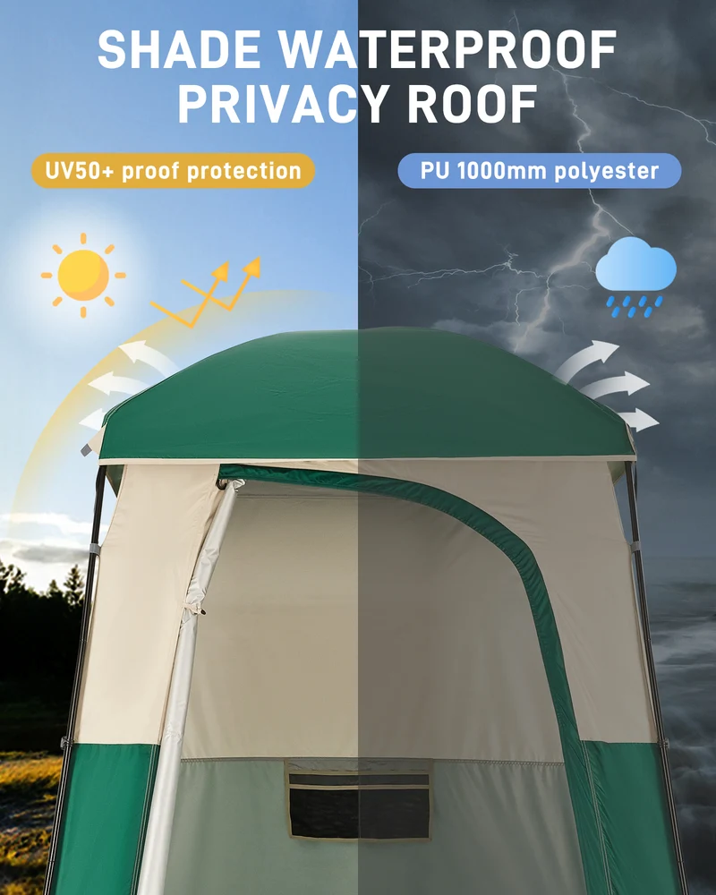 KingCamp MARASUSA Single Privacy Shelter with 20L Solar Shower Bag | Camping Shower Tent, UPF50+ Sun Protection, Portable Outdoor Shower Kit