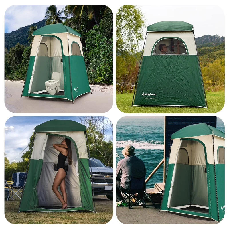KingCamp MARASUSA Single Privacy Shelter with 20L Solar Shower Bag | Camping Shower Tent, UPF50+ Sun Protection, Portable Outdoor Shower Kit