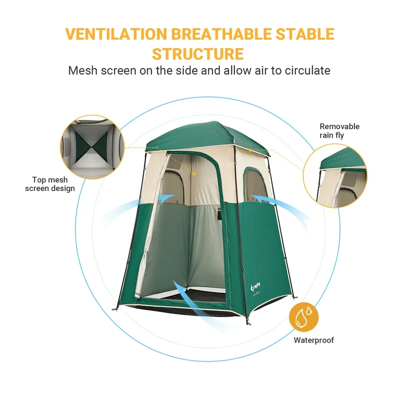 KingCamp MARASUSA Single Privacy Shelter with 20L Solar Shower Bag | Camping Shower Tent, UPF50+ Sun Protection, Portable Outdoor Shower Kit