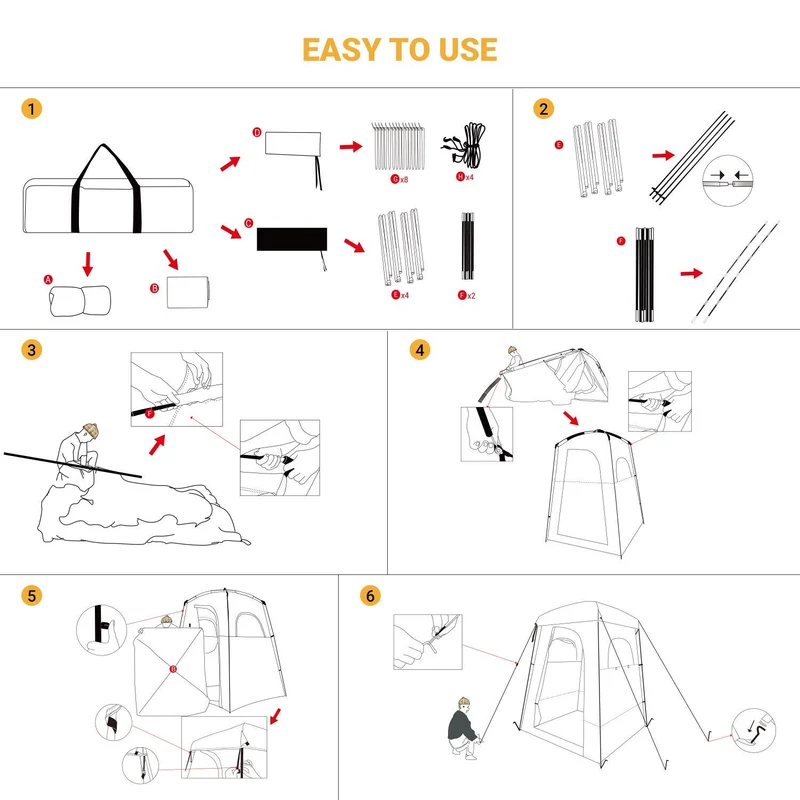 KingCamp MARASUSA Single Privacy Shelter with 20L Solar Shower Bag | Camping Shower Tent, UPF50+ Sun Protection, Portable Outdoor Shower Kit