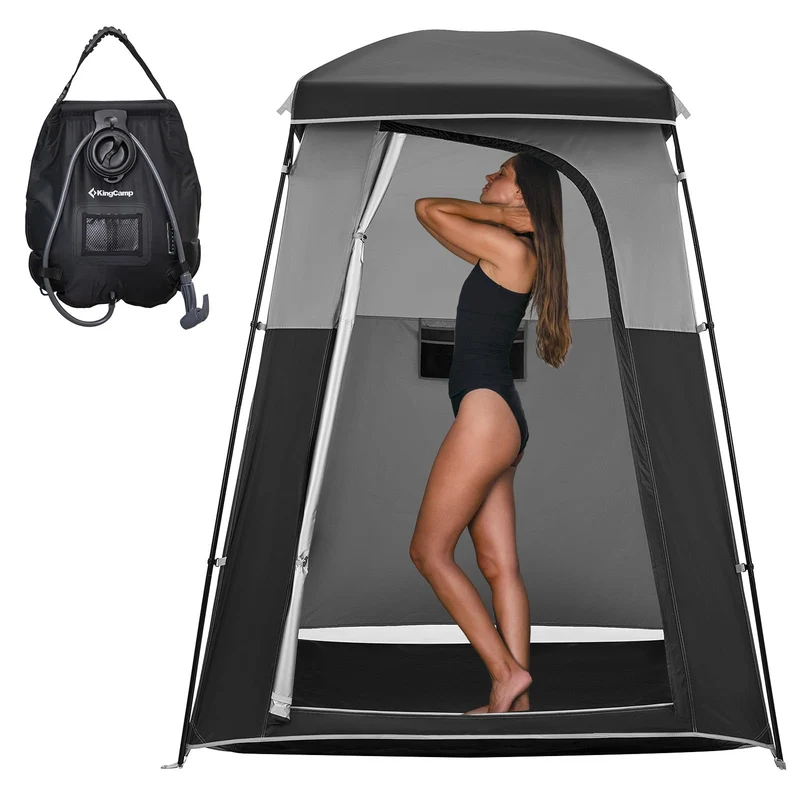 KingCamp MARASUSA Single Privacy Shelter with 20L Solar Shower Bag | Camping Shower Tent, UPF50+ Sun Protection, Portable Outdoor Shower Kit