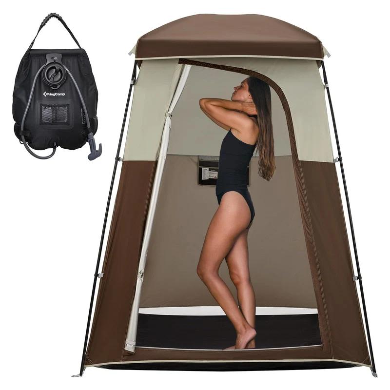 KingCamp MARASUSA Single Privacy Shelter with 20L Solar Shower Bag | Camping Shower Tent, UPF50+ Sun Protection, Portable Outdoor Shower Kit