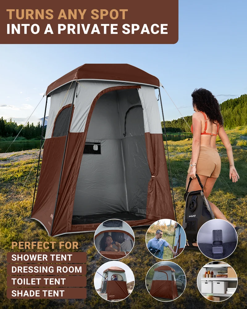 KingCamp MARASUSA Single Privacy Shelter with 20L Solar Shower Bag | Camping Shower Tent, UPF50+ Sun Protection, Portable Outdoor Shower Kit
