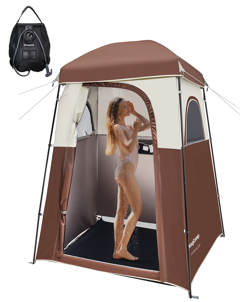 KingCamp MARASUSA Single Privacy Shelter with 20L Solar Shower Bag | Camping Shower Tent, UPF50+ Sun Protection, Portable Outdoor Shower Kit