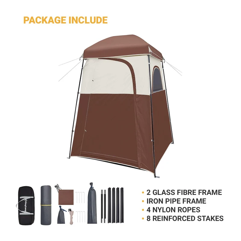 KingCamp MARASUSA Single Privacy Shelter with 20L Solar Shower Bag | Camping Shower Tent, UPF50+ Sun Protection, Portable Outdoor Shower Kit