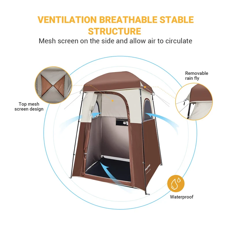 KingCamp MARASUSA Single Privacy Shelter with 20L Solar Shower Bag | Camping Shower Tent, UPF50+ Sun Protection, Portable Outdoor Shower Kit