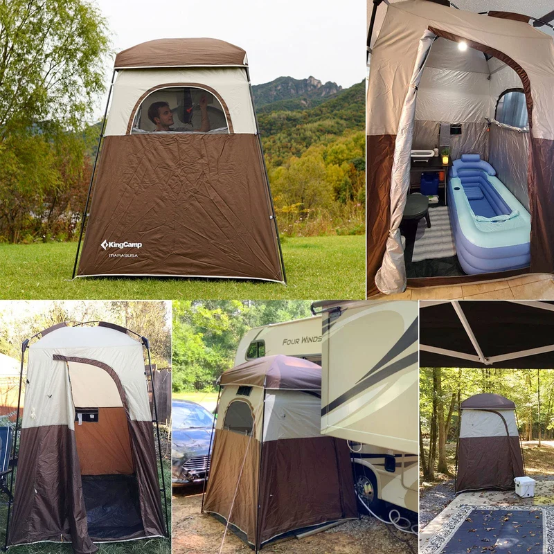 KingCamp MARASUSA Single Privacy Shelter with 20L Solar Shower Bag | Camping Shower Tent, UPF50+ Sun Protection, Portable Outdoor Shower Kit