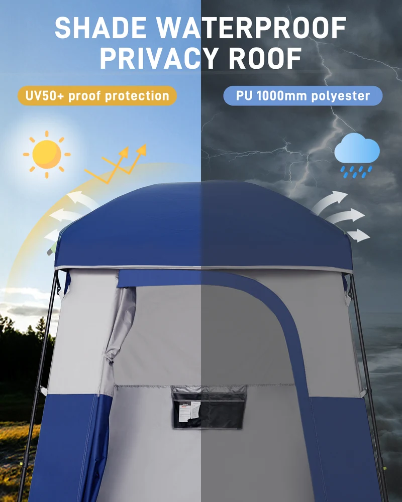 KingCamp MARASUSA Single Privacy Shelter with 20L Solar Shower Bag | Camping Shower Tent, UPF50+ Sun Protection, Portable Outdoor Shower Kit
